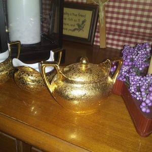 3 piece set Gold plated cream.sugar and gravy
